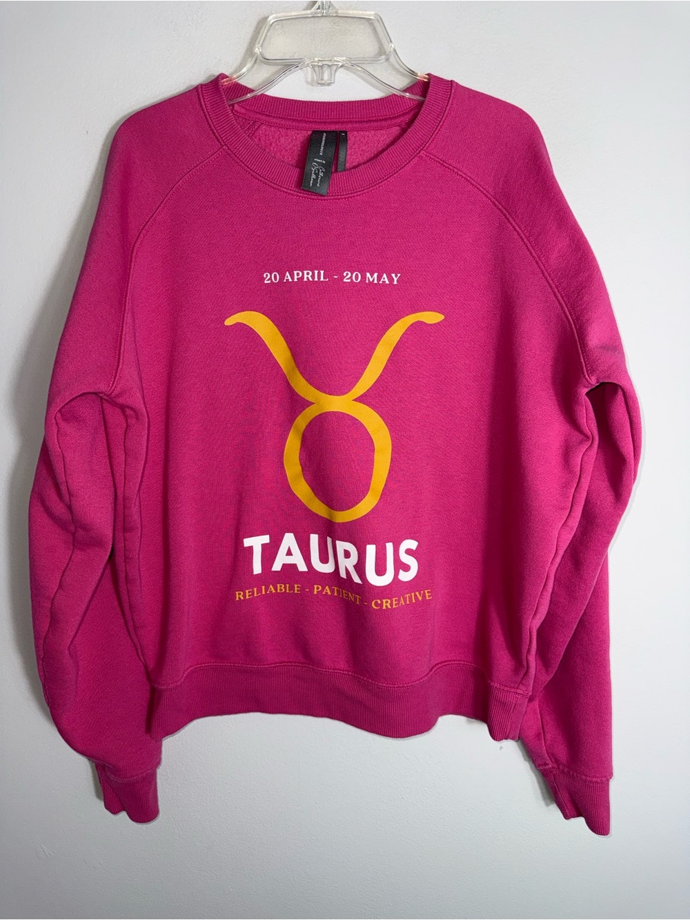 Anthropologie Zodiac Taurus Pullover Sweatshirt-Pink-Cotton Blend-Small